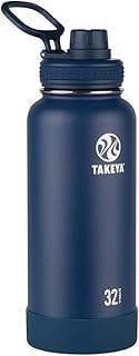 Takeya Actives 32 oz Vacuum Insulated Stainless Steel Water Bottle with Spout Lid, Premium Quality, Midnight Blue