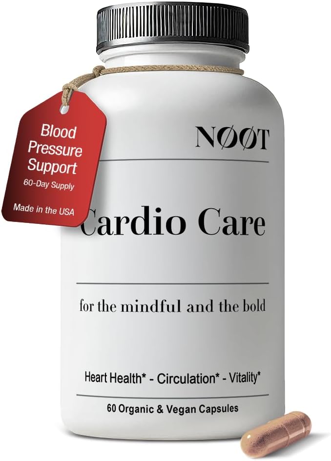 Cardio Care Heart Health Supplements for Men & Women - Blood Pressure Support, Cardiovascular Supplement with Olive Leaf, Grape Seed, Lycopene & Rutin 60 Capsules, 2 Month Supply