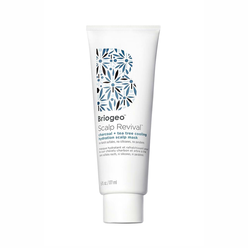 Briogeo Scalp Revival Charcoal + Tea Tree Cooling Hydration Scalp Mask, Dry Scalp Treatment and Moisturizer, Soothes a Dry, Flaky, Itchy Scalp, Treatment for Oily Scalp, Vegan, Cruelty-Free, 6 fl oz