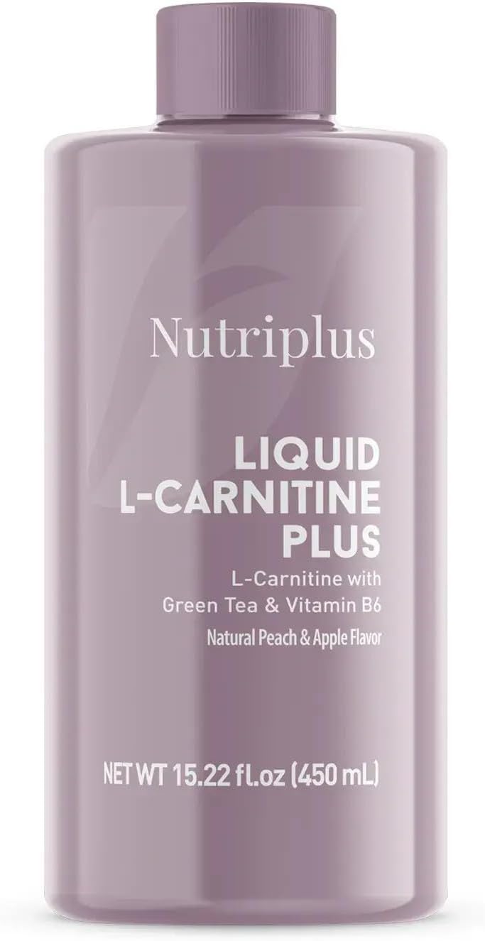 Nutriplus Liquid L-Carnitine Plus, 450ml, Peach & Apple Flavour with Green Tea and Vitamin B6