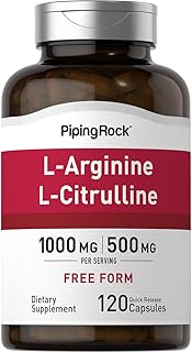 Piping Rock L-Arginine L-Citrulline Supplement 1000 mg | 120 Capsules | Free Form | Non-GMO, Gluten Free
