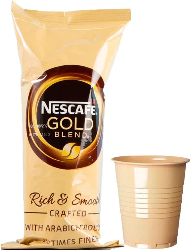 KV&C - Gold Blend | Instant White Coffee | In Cup Vending Machines | Camping | Travel | Office | 73mm | INCUP KLIX Drinks (GOLD BLEND + WHITENER - NO SUGAR - 25 CUPS (1 SLEEVE))
