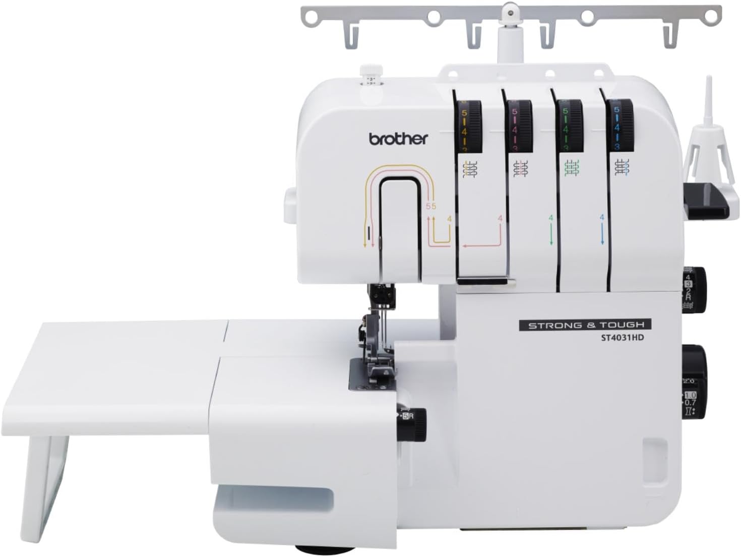 Brother ST4031HD Serger, Strong & Tough Serger, 1,300 Stitches Per Minute, Durable Metal Frame Overlock Machine, Large Extension Table, 3 Included Accessory Feet, 12.99 x 14.37 x 17.01 in., White