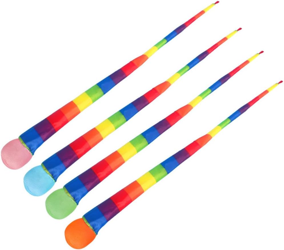 STOBOK 4pcs Throw and Catch Ball with Rainbow Tail Catch Tail Foam Soft Meteor Ball Colorful Playground for Indoor Outdoor Games Activities Throwing School