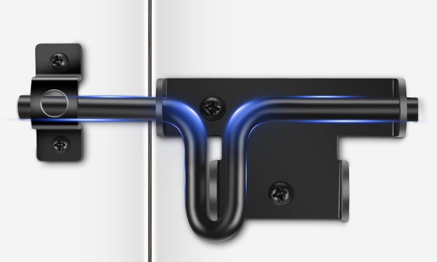 TRIPLE DEER Heavy Duty Slide Bolt Gate Latch, Sliding Bolt Door Lock with Padlock Hole, Slide Bolt Hardware for Wooden Fence/Yard Fence/Shed Door/Barn Door, Black, 1 Pack