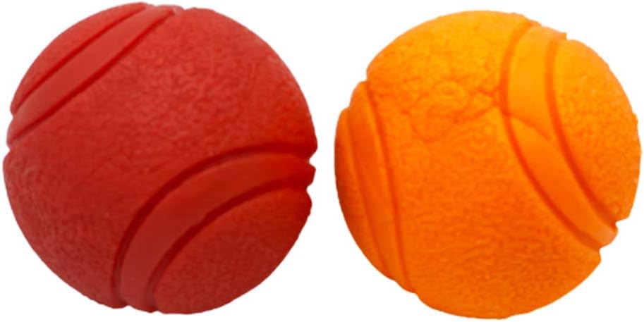 Dog Training High Bounce Solid Ball Doggy Play Balls Hours for Fun for All Dogs and Puppies Solid Rubber Boomer Ball Funny Chew Play Toys (Red & Orange)
