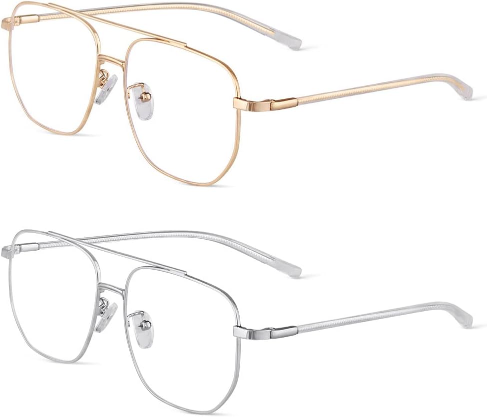 ACWOO Blue Light Blocking Glasses, 2PCS Anti Blue Light Gaming Glasses Fashion Glasses, Blue Light Blocking Glasses Blue Filter Glasses for Women Men