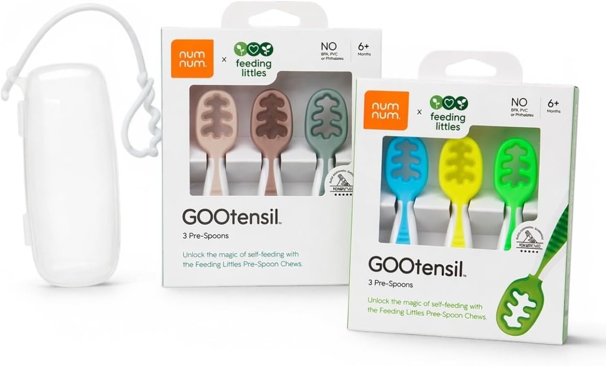 NumNum Feeding Littles Baby Spoons 6 Months, 6-Pk Neutral/Neon