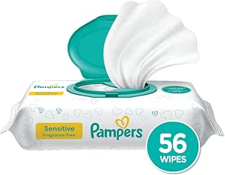 Pampers Baby Wipes Sensitive Perfume Free 1X Pop-Top Pack 56 Count