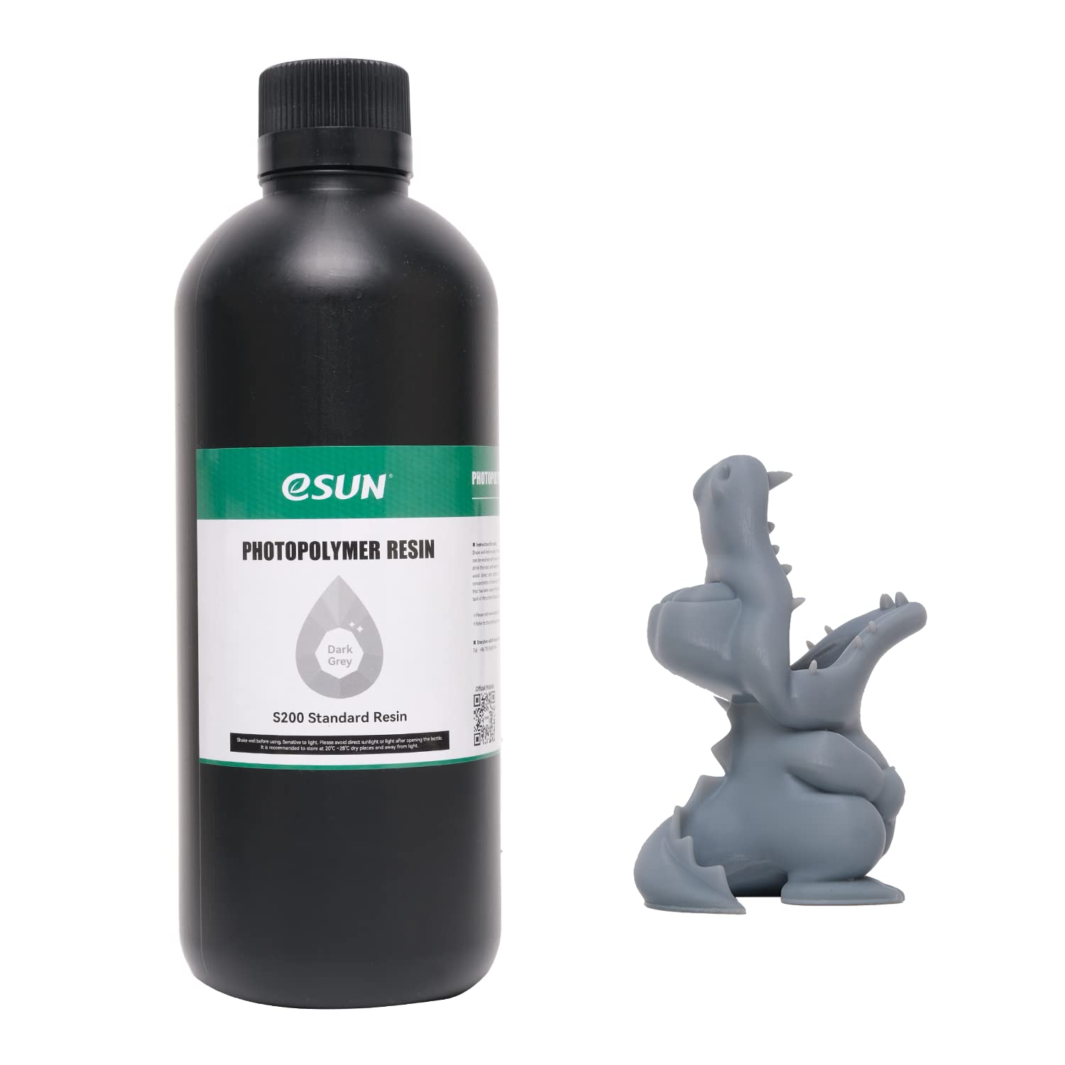 eSUN 3D Printer Rapid Resin, 405nm LCD UV-Curing S200 Standard Photopolymer Resin with High Precision and Macaron Color 3D Printing Liquid for Photon LCD 3D Printer, 1000g Grey