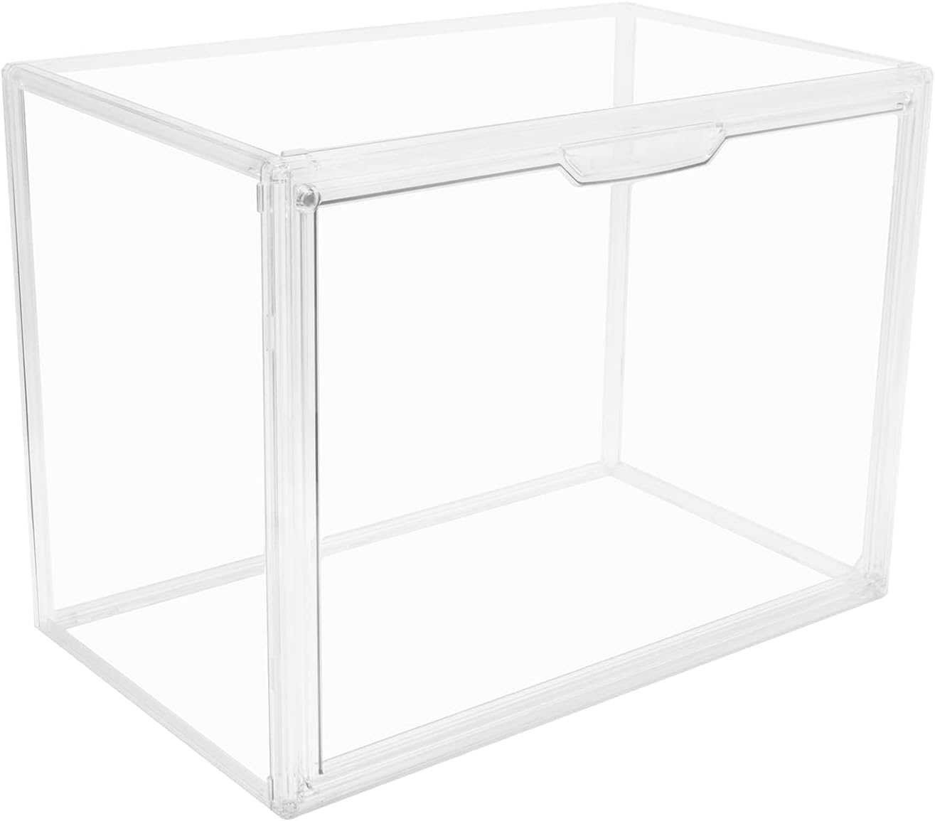 Clear Stackable Plastic Storage Bins with Magnetic Lid, Dustproof Book & Cosmetic Display Cases, Large Figures Collectibles Showcase, Shoe Box, Protection Organizer (Transparent, L-1 Pack)