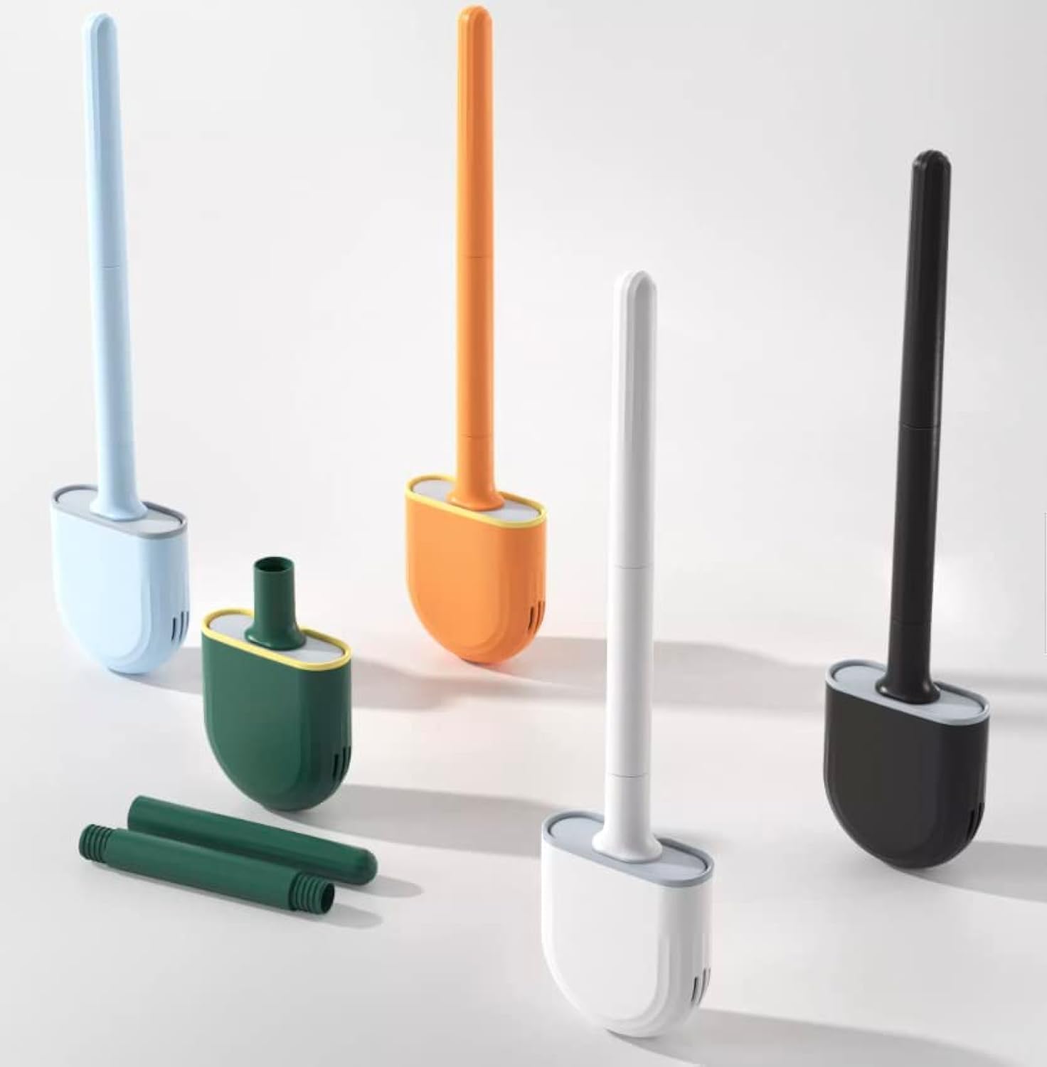 Toilet Brush and Holder Set for Bathroom, Flexible Toilet Bowl Brush Head with Silicone Bristles, Wall Mounting, Small and Compact Size for Storage and Organisation.