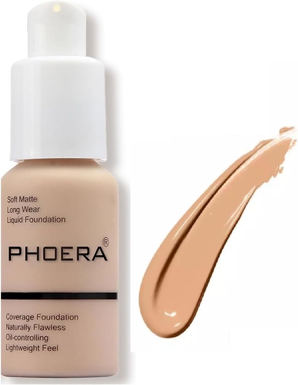 Aquapurity Phoera® Full Coverage Foundation Soft Matte Oil Control Concealer 30ml Flawless Cream Smooth Long Lasting (104 BUFF BEIGE)
