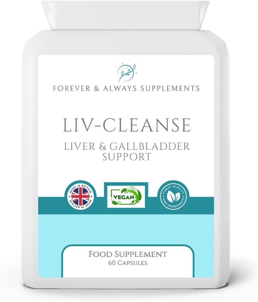 Liv-Cleanse - Liver Cleanse Detox & Repair Supplements - 1 Months Supply Liver & Gallbladder Health Support Complex containing Choline, Turmeric, Garlic, Ginger & Chlorella Plus More - 60 Vegan caps