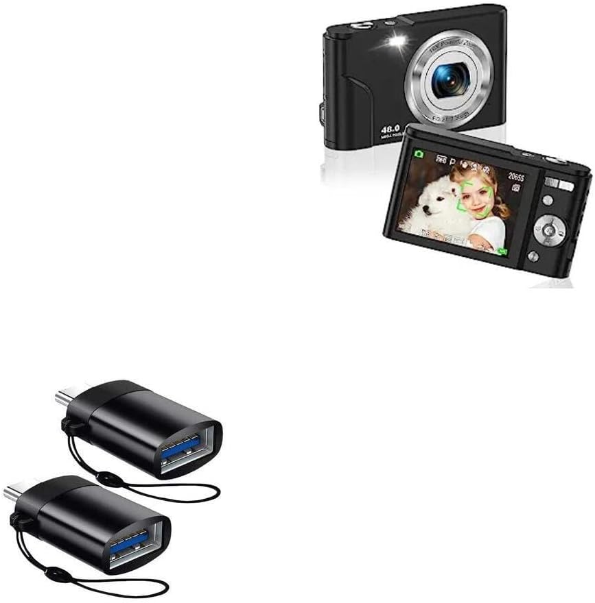 BoxWave Cable Compatible with Oiadek DC311-AF (2.3 in) - USB-C to A PortChanger (2-Pack), USB Type-C OTG USB Portable Keychain - Slate Black