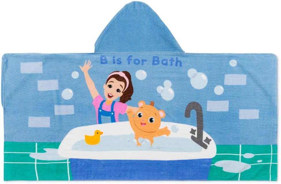 Ms. Rachel Kids Super Soft Bath/Pool/Beach Soft Cotton Terry Hooded Towel Wrap, 24 in x 50 in, (Officially Licensed Product) By Franco