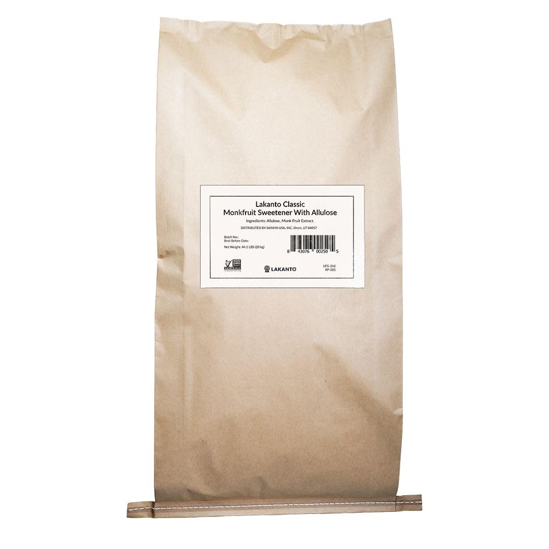 Lakanto Classic Bulk Monk Fruit Sweetener with Allulose - Bulk White Sugar Substitute, Baking, Extract, Sugar Replacement (Classic White - 20 kg)