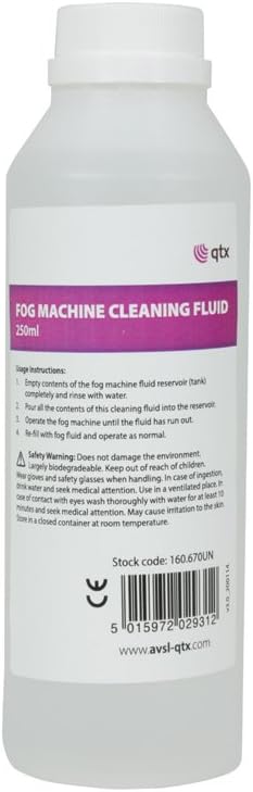 QTX | Smoke Machine Non Toxic Cleaning Fluid for Regular Maintenance of your Effects Machine | 250ml Fog Effects Machine Cleaning Fluid Ready to Use