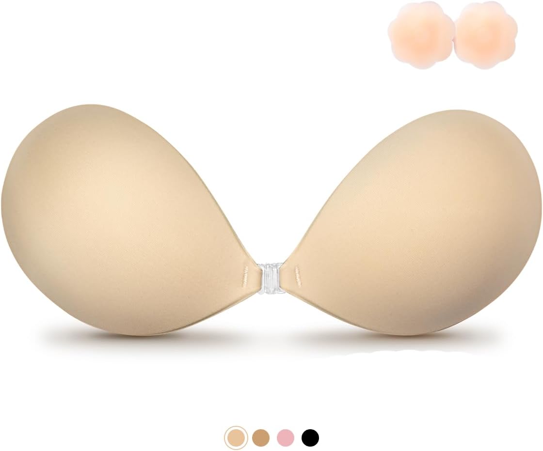 VOCH GALA Sticky Bra Push Up for Women, Strapless Backless Bras for Wedding/Parties/Events, Comfortable Adhesive Nude