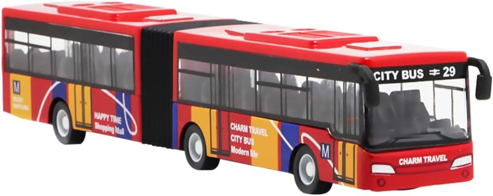 Diecast Pull-Back Bus Toy Set - Mini Friction Powered City Play Vehicle Toy Car Model - Kids Gifts