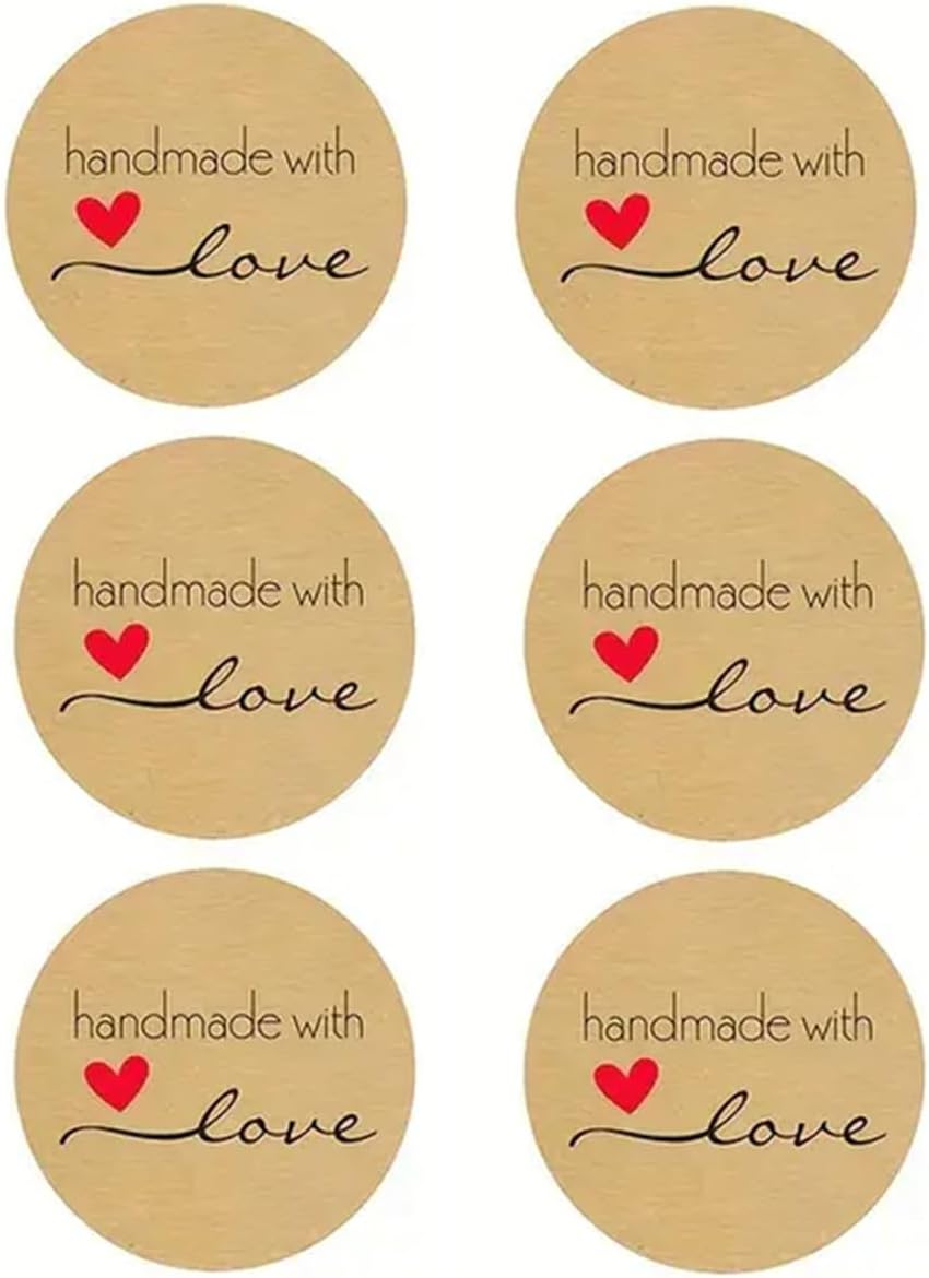 CAA Trading™ 100 x Handmade with Love Stickers Labels Gifts Crafts Presents Home Made Gifts Red Love Heart (2.5cm) 25mm (100 Stickers)