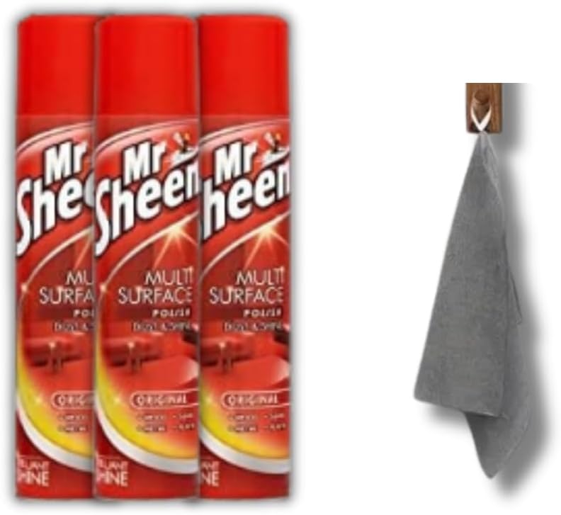 Multi-Surface Polish Original 250ml Pack of 3 with NaturaGlow Multi-Purpose Microfibre Cloth β Ultimate Shine and Protection for All Surfaces