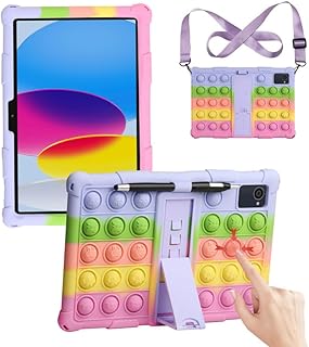Case for WDYQJE A55 10.1 inch Tablet, Kids Friendly Soft Silicone Adjustable Stand Cover for xiskt A5502 Tablet/ApoloSign EM101A/plimpton PlimPad P8 Pro 10 inch Tablet Case (R-Purple)