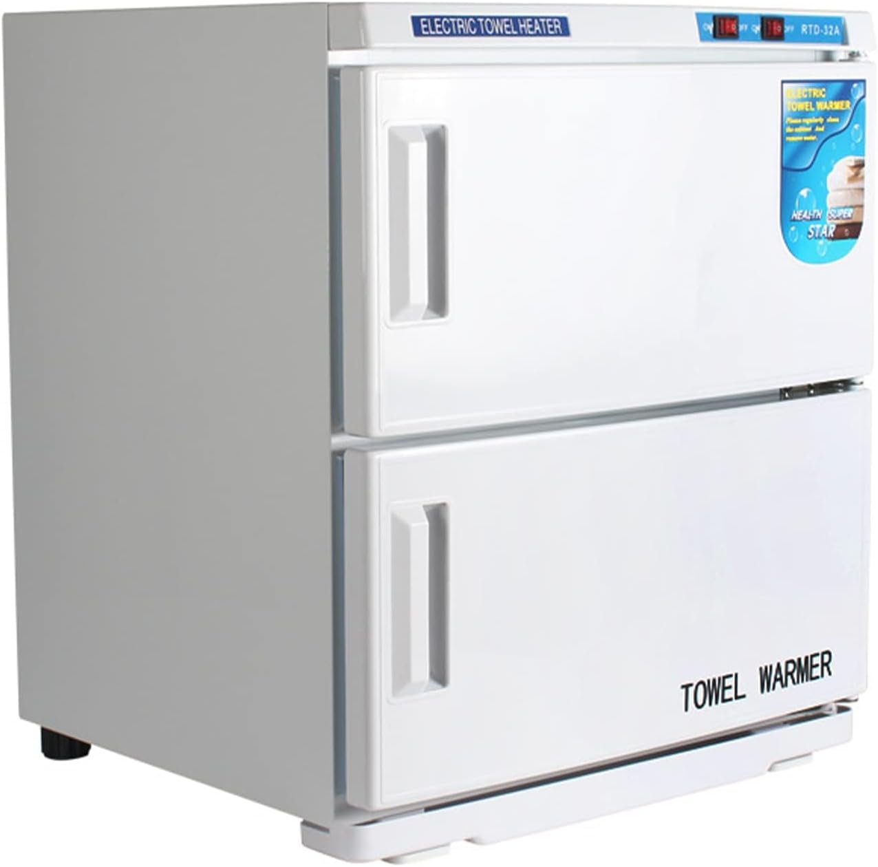 Large Double Door Hot Heat Towel Warmer with Two Layers Stainless Tray Cabinet Multi-Functional 30L for Manicure Spa Hair Beauty Salon Barber Family Scissor Tools Steamer Equipment