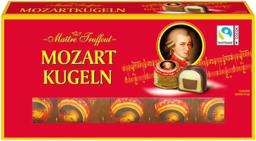 Mozart Balls 200g – Austrian Pralines Filled with Pistachio Marzipan, Hazelnut Praline & Marzipan Cream – Milk & Dark Chocolate Coated – Traditional Austrian Confectionery Gift Box