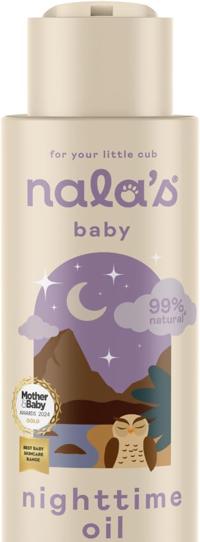 Nala's Baby Nighttime Oil | Award-winning |99% Natural | Dermatologically-tested and Paediatrician-approved | Coconut oil, Apricot and Lavender | Vegan | 400ml | Nalas Baby