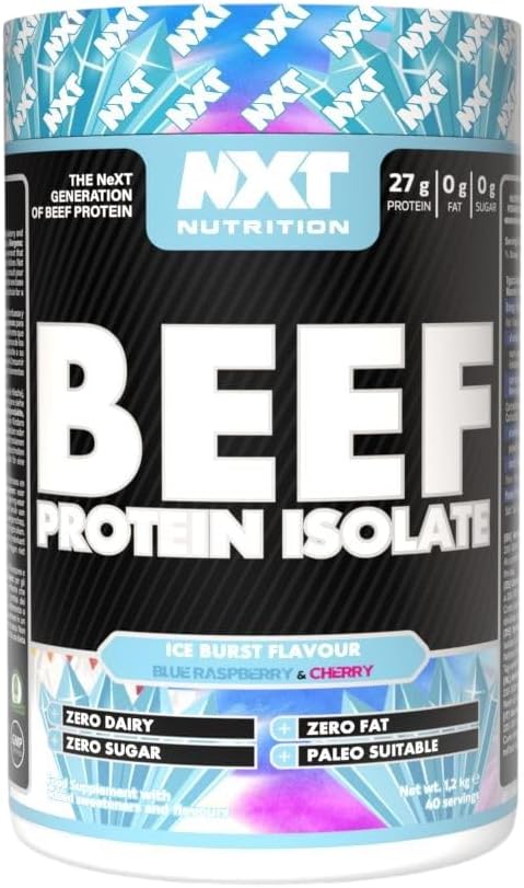 NXT Nutrition Beef Protein Isolate Powder - Protein Powder High in Natural Amino Acids - Paleo, Keto Friendly - Dairy and Gluten Free - Muscle Recovery | 1.2kg (Ice Blast)
