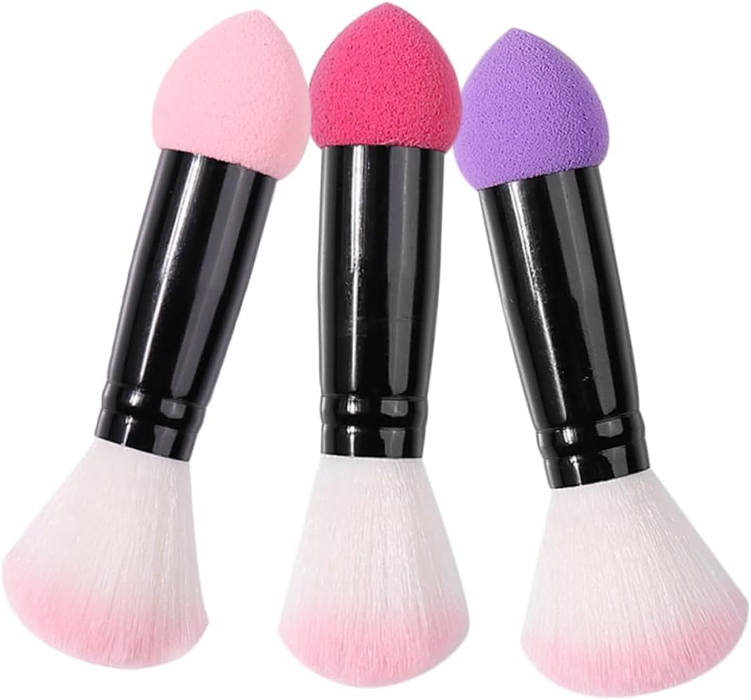 PACKOVE 3pcs Dual Ended Makeup Brush for Women Blush and Powder Brushes Skin Friendly Material and Application Versatile Design for All Makeup Levels