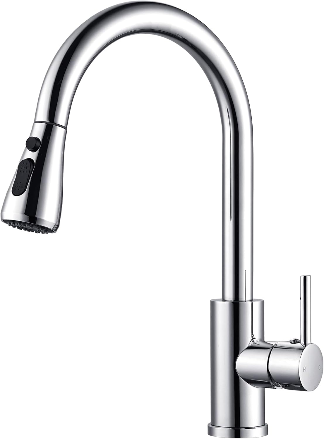 Kitchen Taps Mixer with Pull Out Spray, Pull Down Kitchen Sink Mixer Taps Faucet Monobloc Single Lever Bar Tap 1 Hole with High Arc 360° Swivel 3 Modes Spray Head, Chrome