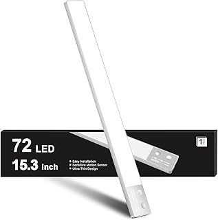 Under Cabinet Lights, 72 LED Motion Sensor Lights Indoor with Power Display, 3000mAh Rechargeable Closet Lights Wireless, Dimmable Magnetic Night Lights for Wardrobe, Kitchen, Hallway
