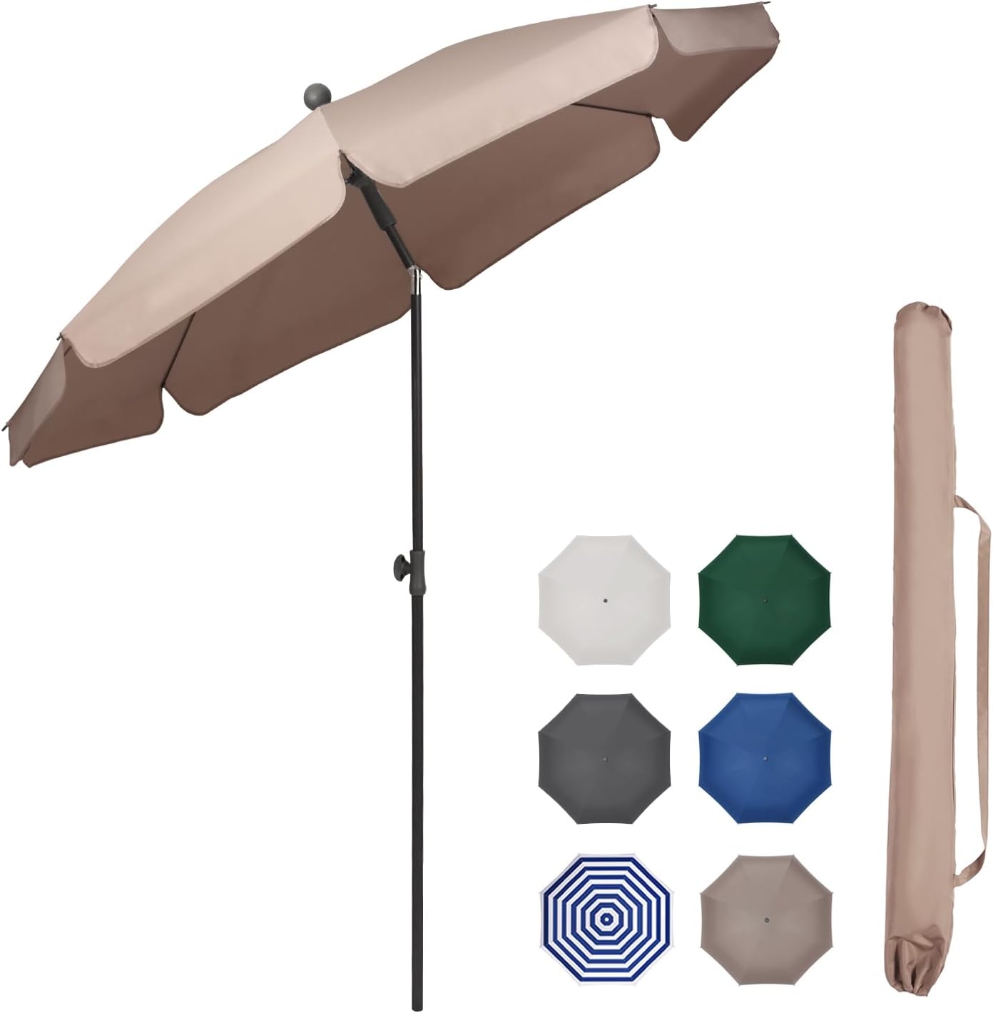 Sekey 2m Garden Parasol with Umbrella Cover - Adjustable and Portable Patio Umbrella for Beach, Garden, Pool, and Patio - UPF 50+ Sun Protection