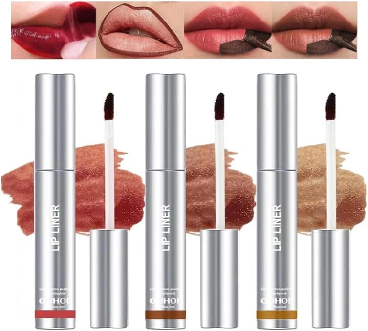 Riroenst 3Pcs Peel Off Lip Liner Tattoo - Matte Finish Lip Stain, Highly Pigmented, Transfer-proof Long Lasting Liner