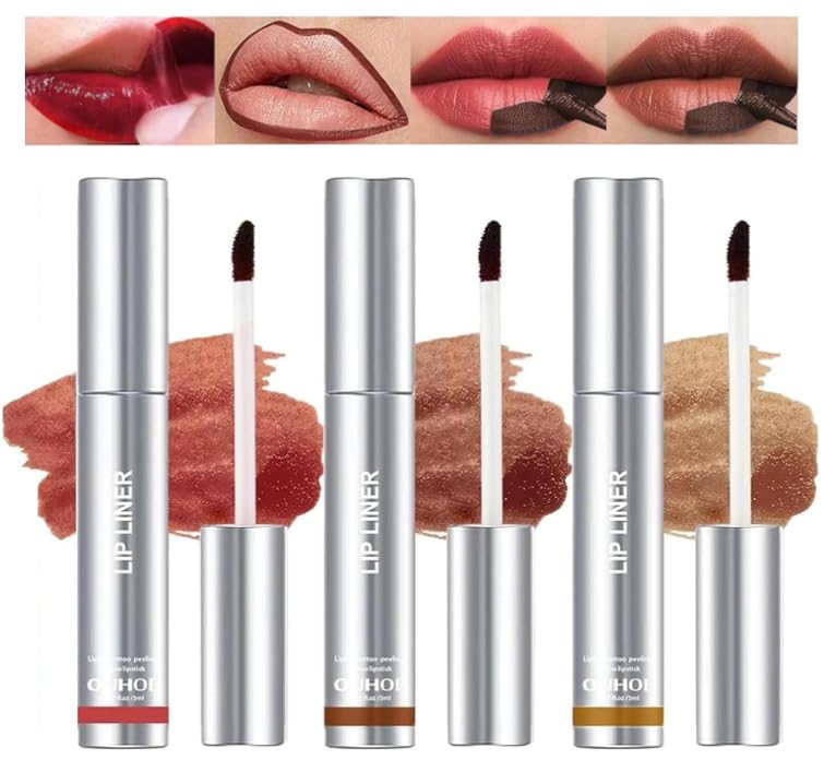 3 Pcs Peel Off Lip Liner Tattoo, Matte Finish, Highly Pigmented, Transfer-proof Long Lasting