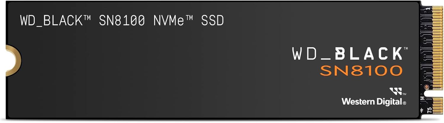 WD_BLACK 1TB SN8100 NVMe SSD Internal Solid State Drive - Gen 5 PCIe 5.0x4, M.2 2280, Seq. Read Speeds Up to 14,900 MB/s, Best for AI Applications, Gaming, and Video Editing - WDS100T1X0M