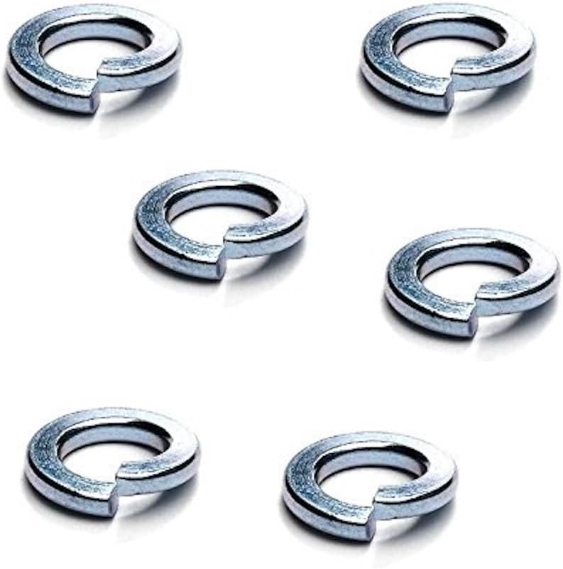 Merriway BH04868 (50 Pcs) Split Lock Spring Washer, Zinc Plated Steel M8 - Pack of 50 Pieces, Silver