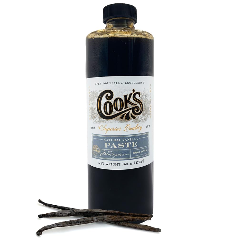 Cook's, Natural Vanilla Bean Paste, Gourmet Grade A Madagascar Premium Vanilla Made with Fresh Vanilla Beans for Baking and Cooking, 16 oz