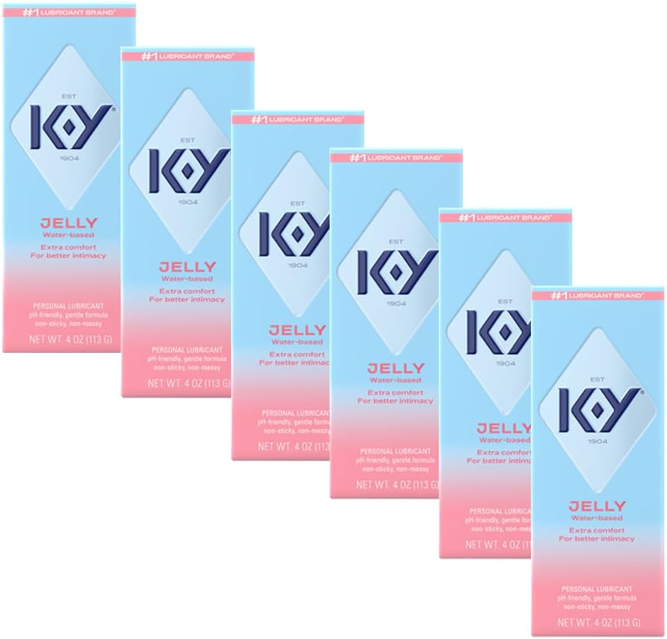 K-Y Jelly Classic Water-Based Body Friendly Formula 4 Fl Oz. Personal Lubricant for Wetter Sex for Men, Women and Couples & Safe to Use with Latex Condoms (6 Pack)