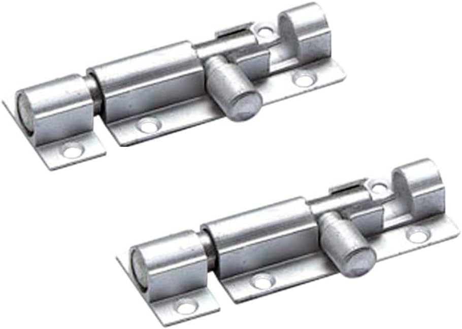 Merriway BH04900 (2 Pcs) Straight Surface Slide Door Bolt Aluminium 50mm - Pack of 2 Pieces, Silver