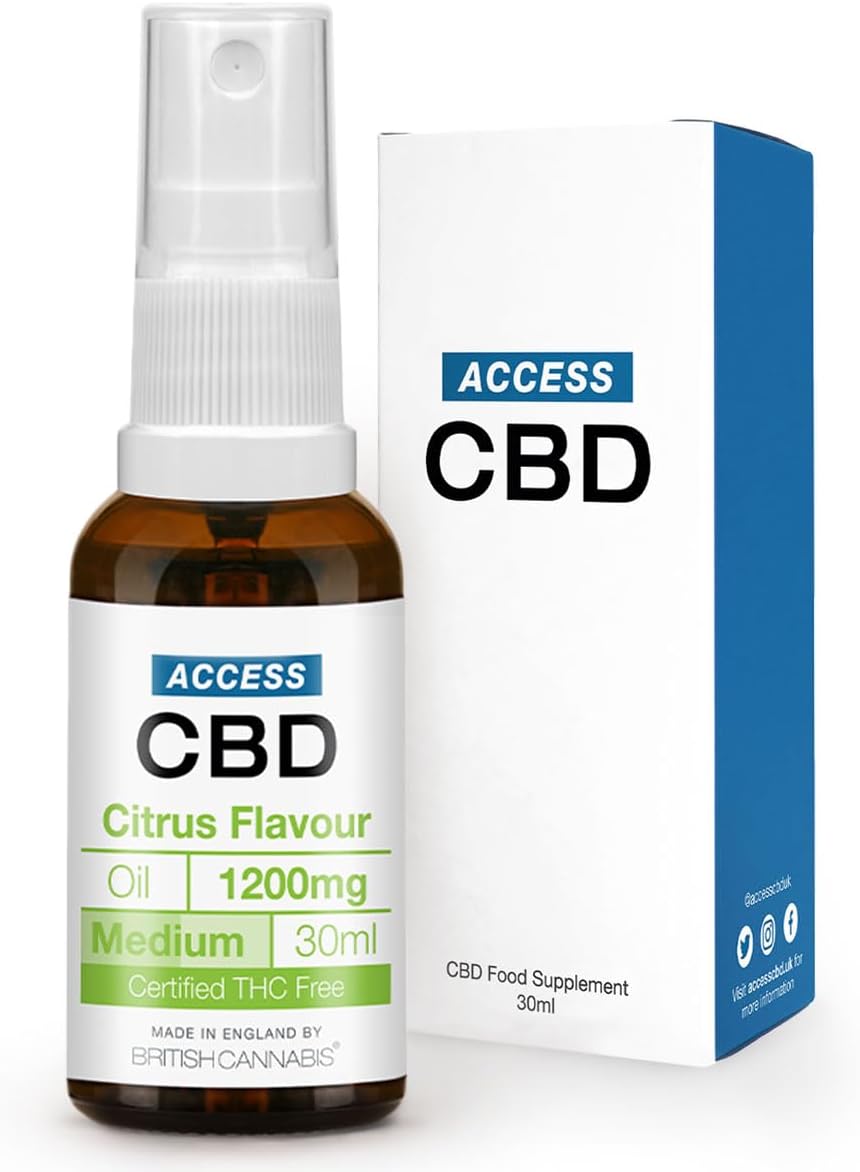ACCESS CBD Oil 1200 mg | Vegan | Joint Pain Relief | Health Sleep Anxiety| Free from THC Oil | Mct Oil | Cbd Drops | Extra Strong Strength Cbd Spray | Citrus Flavour | 30ml