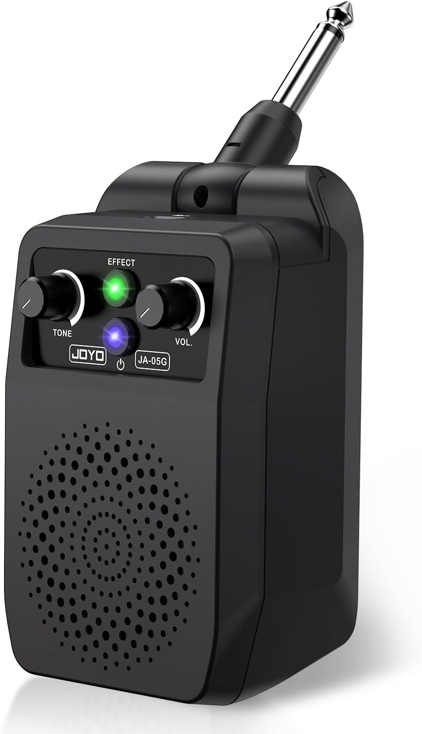 JOYO Mini Guitar Amp 5W Portable - Rechargeable Bluetooth Combo Amplifier with Built-in Effects (Clean, Overdrive, Distortion, Reverb) Compact Practice Amp for Electric Guitar Plug in, Black (JA-05G)