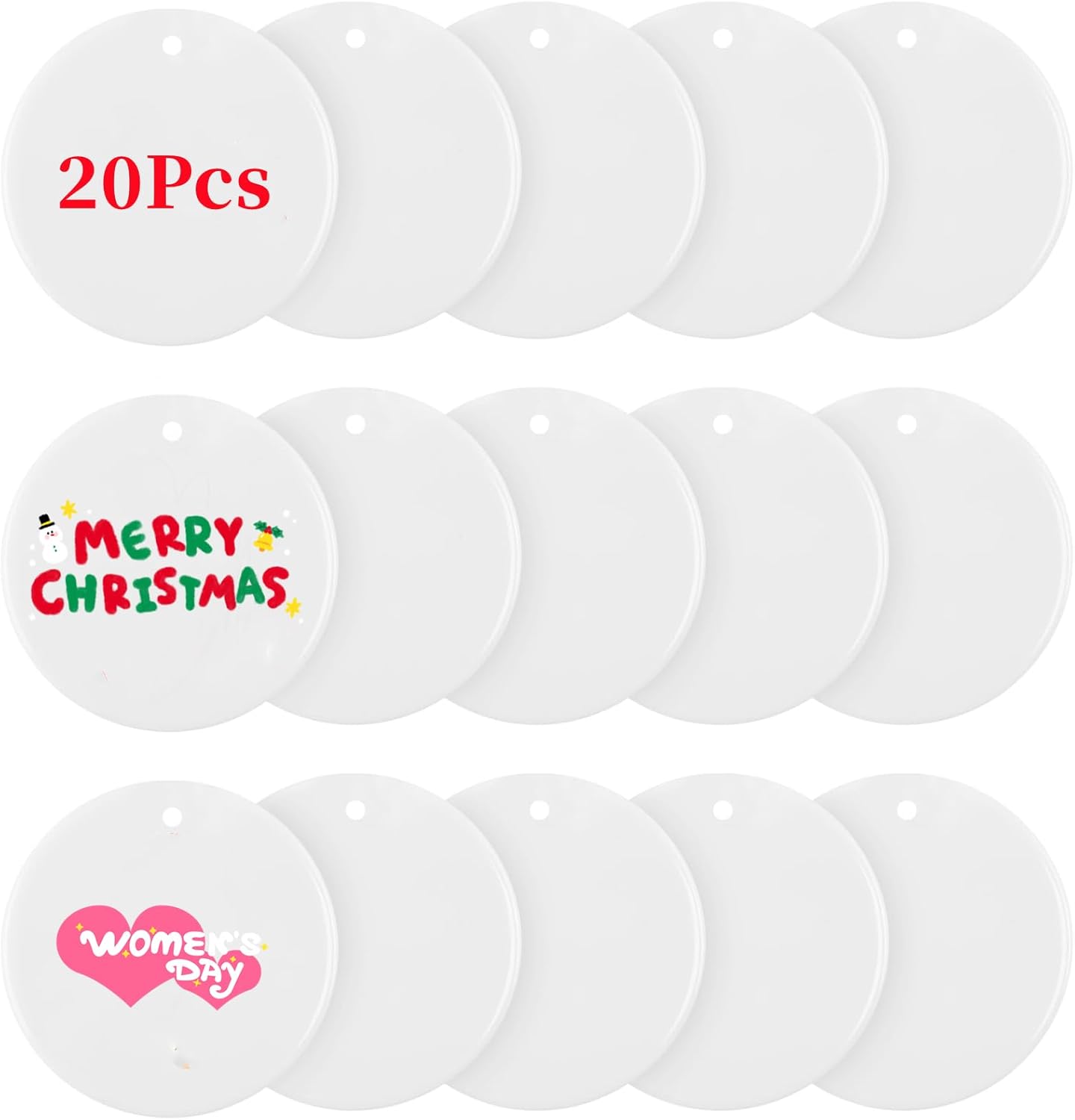 White Acrylic Ornaments Blanks,Round Acrylic Disc 3 inch 1/8" Thickness 20 Pieces for DIY Tags Keychain Drawing Craft Projects