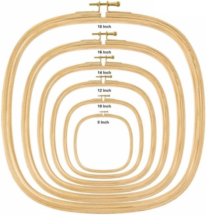 AARNAV Square Wooden Cross Stitch | Embroidery Hoop | Ring Frames | DIY Craft Sewing Square Shape Embroidery Hoop | Sizes 8" to 18" - Select Your Size (1 x 10 inch (25.4 cm))