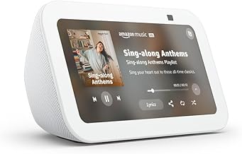 Amazon Echo Show 5 (3rd Gen, 2023 release) | Smart display with 2x the bass and clearer sound | Glacier White
