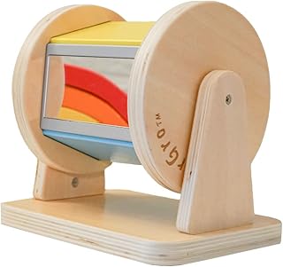 Montessori Wooden Rainbow Spinning Toy Drum | Montessori Baby Toy 3 Months - 2 Years Old + | Educational Toys for Early Development | Baby Montessori Toys