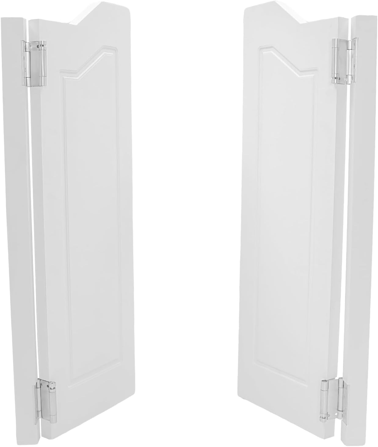 Double Swinging Door, White Wood Cafe Door Swing Saloon Doors with Metal Hinges, Bar Saloon Swinging Doors for Kitchen Stairs Bedroom Entrance (30 * 42 * 1.4in, Border Pattern)