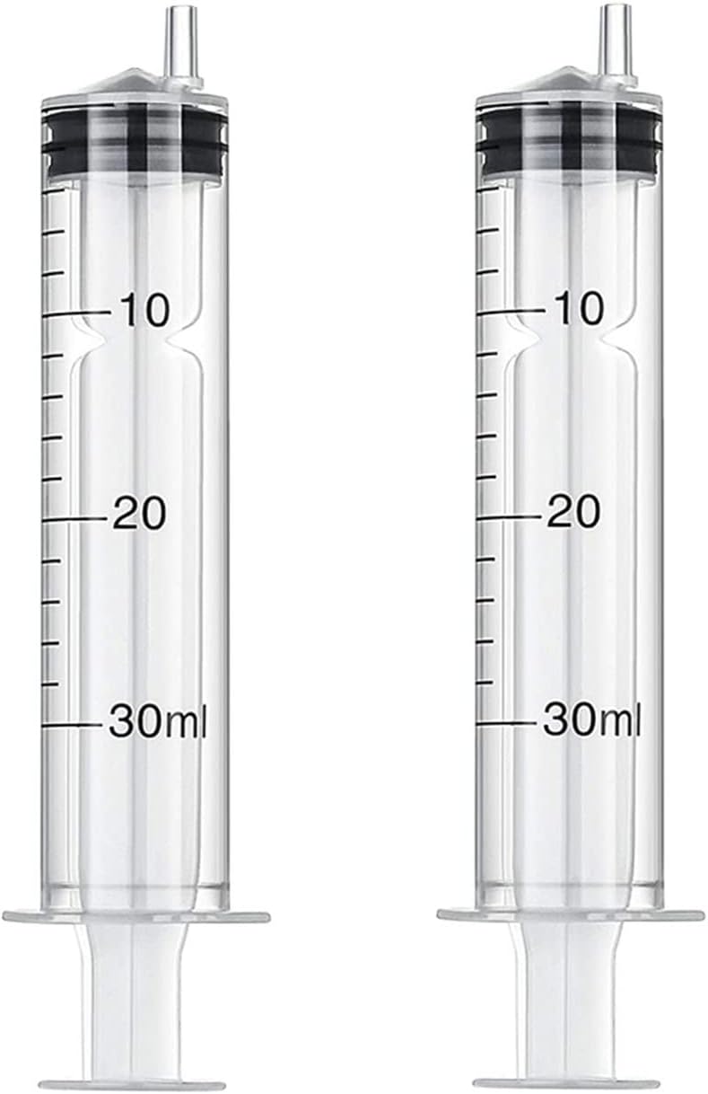2Pcs 30ML Reusable Plastic Syringe with Measurement Hydroponics Plastic Nutrient Measuring Nutrient Syringe Tools Sampler